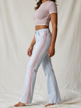 JADED LONDON Nadia Bootcut Cooper Hook & Eye Jeans, Light Blue, 28”